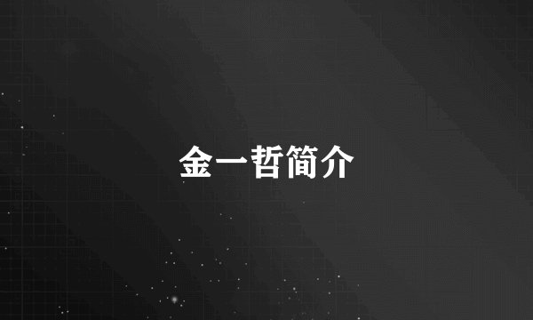 金一哲简介
