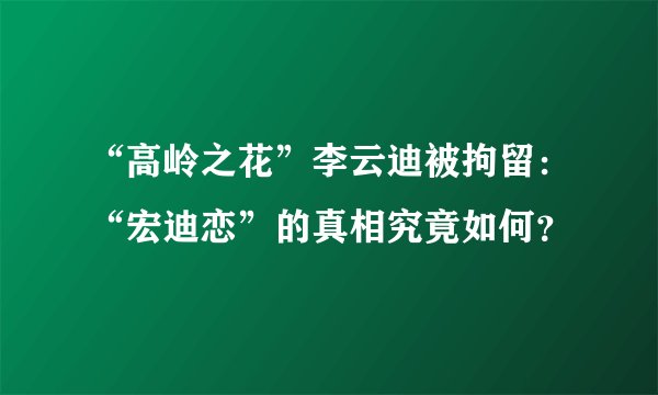 “高岭之花”李云迪被拘留：“宏迪恋”的真相究竟如何？