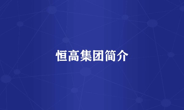 恒高集团简介