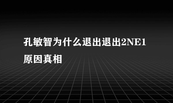 孔敏智为什么退出退出2NE1原因真相