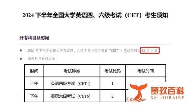 2024年12月四六级准考证打印及成绩发布时间！
