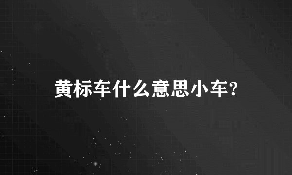 黄标车什么意思小车?