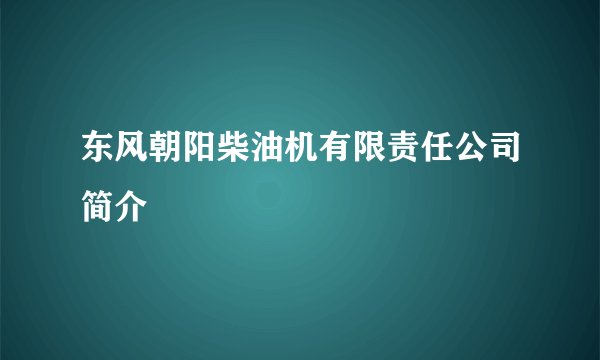 东风朝阳柴油机有限责任公司简介