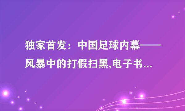 独家首发：中国足球内幕——风暴中的打假扫黑,电子书txt全集下载