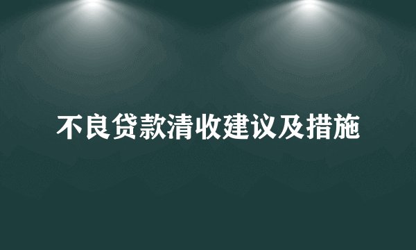 不良贷款清收建议及措施