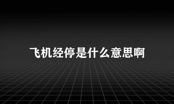 飞机经停是什么意思啊
