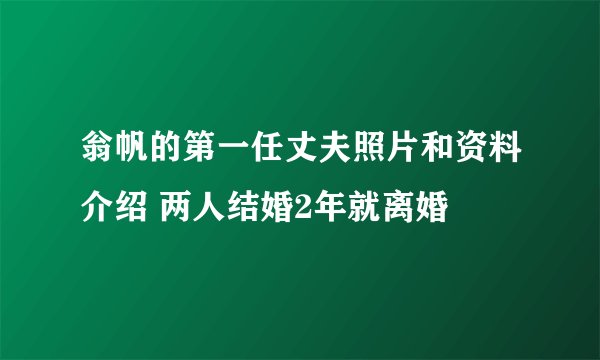 翁帆的第一任丈夫照片和资料介绍 两人结婚2年就离婚