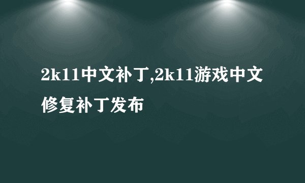 2k11中文补丁,2k11游戏中文修复补丁发布