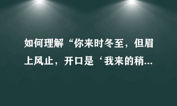 如何理解“你来时冬至，但眉上风止，开口是‘我来的稍稍迟’”这句话的意思。？