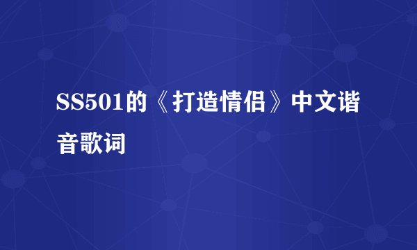 SS501的《打造情侣》中文谐音歌词