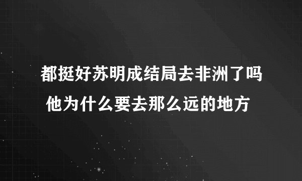 都挺好苏明成结局去非洲了吗 他为什么要去那么远的地方