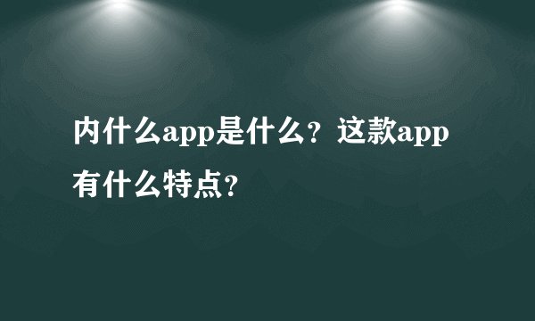 内什么app是什么？这款app有什么特点？