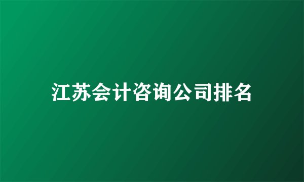 江苏会计咨询公司排名