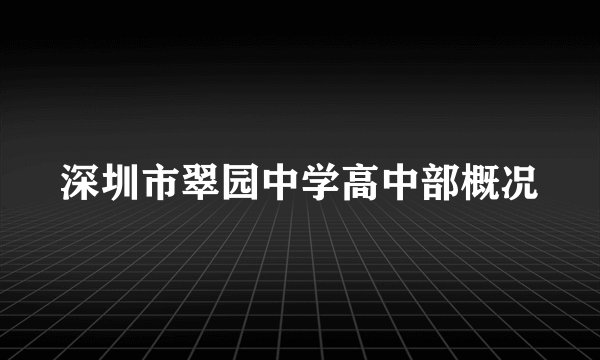 深圳市翠园中学高中部概况