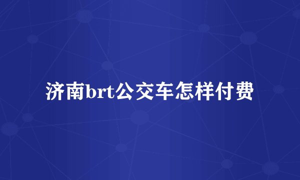 济南brt公交车怎样付费