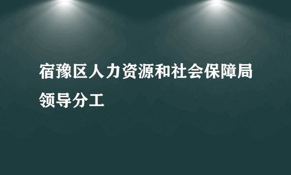 宿豫区人力资源和社会保障局领导分工