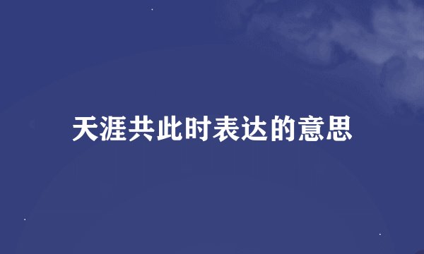 天涯共此时表达的意思