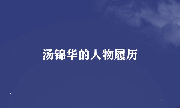 汤锦华的人物履历