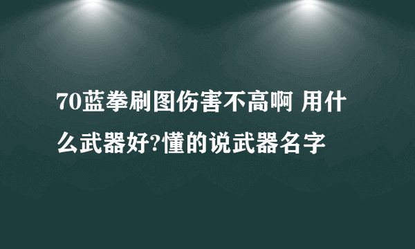 70蓝拳刷图伤害不高啊 用什么武器好?懂的说武器名字