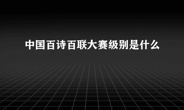 中国百诗百联大赛级别是什么
