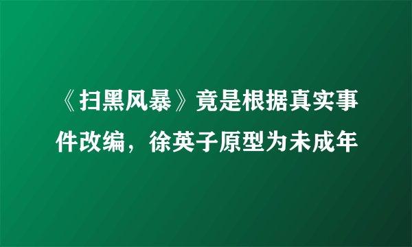 《扫黑风暴》竟是根据真实事件改编，徐英子原型为未成年