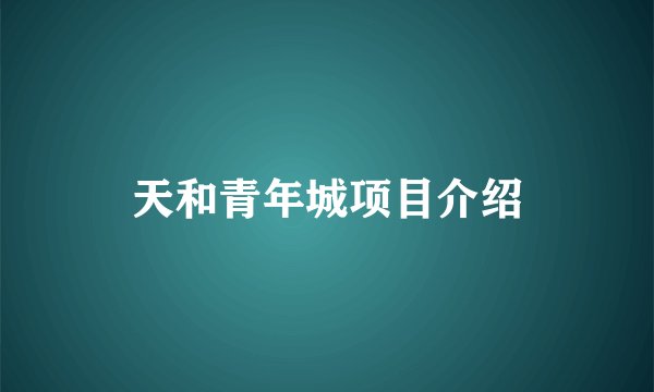 天和青年城项目介绍