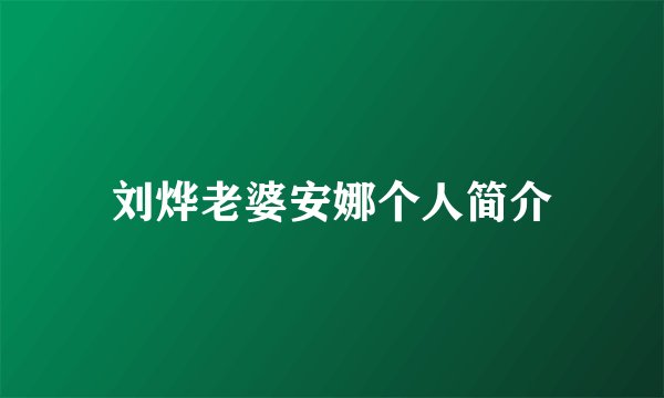 刘烨老婆安娜个人简介