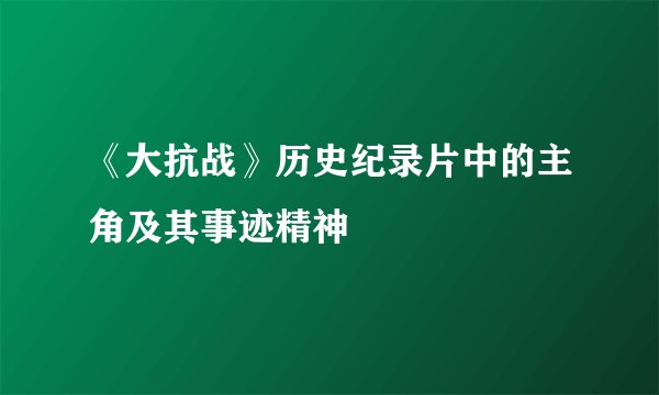 《大抗战》历史纪录片中的主角及其事迹精神