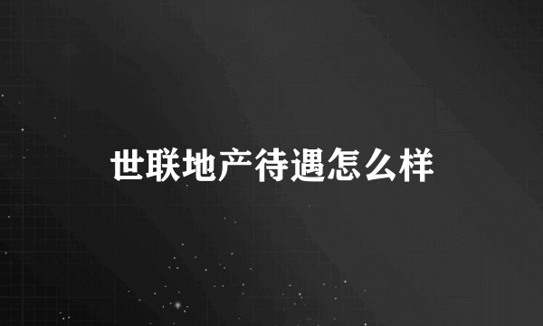 世联地产待遇怎么样