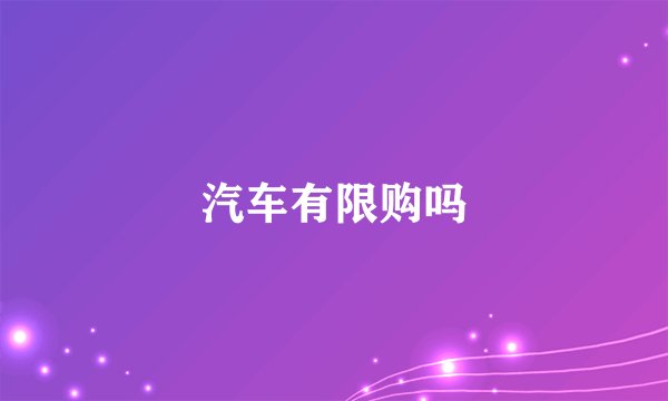 汽车有限购吗