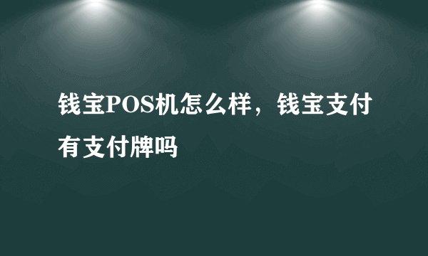 钱宝POS机怎么样，钱宝支付有支付牌吗