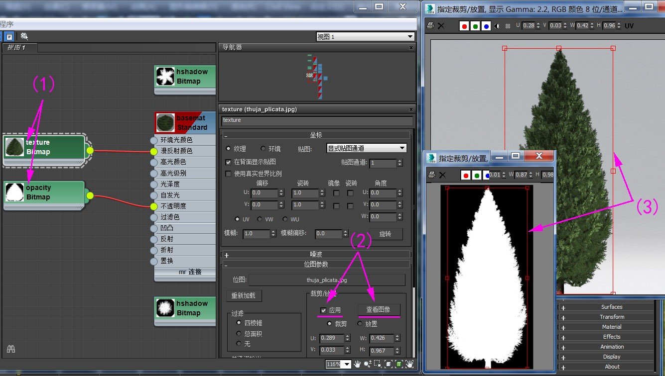 3DMAX，iTool forest Pro插件2D种树怎么去除白边？