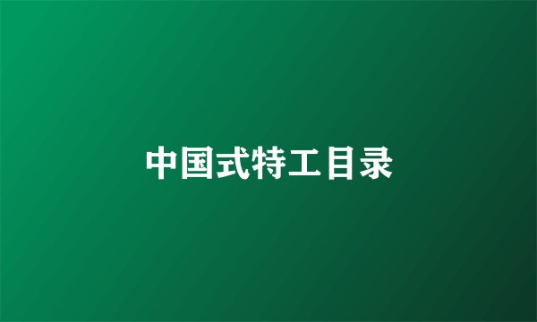 中国式特工目录