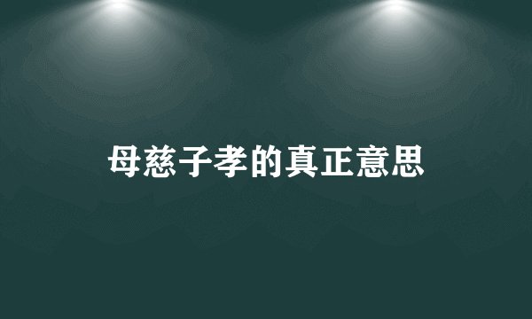 母慈子孝的真正意思