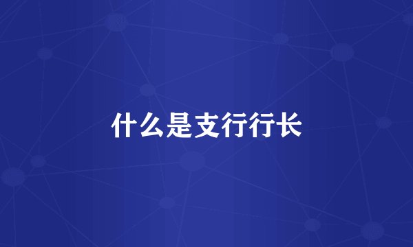 什么是支行行长