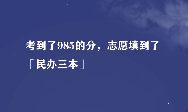 考到了985的分，志愿填到了「民办三本」