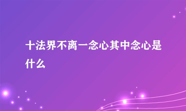 十法界不离一念心其中念心是什么