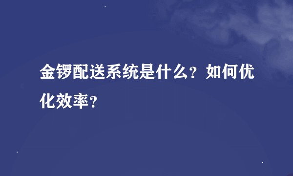 金锣配送系统是什么？如何优化效率？