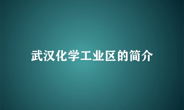 武汉化学工业区的简介