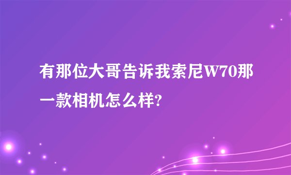 有那位大哥告诉我索尼W70那一款相机怎么样?