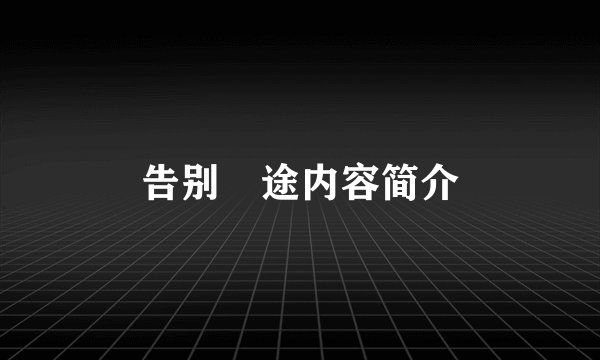 告别囧途内容简介