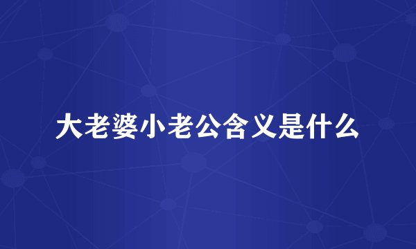 大老婆小老公含义是什么