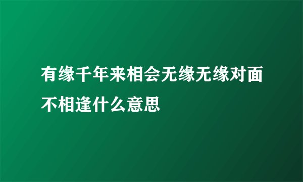 有缘千年来相会无缘无缘对面不相逢什么意思