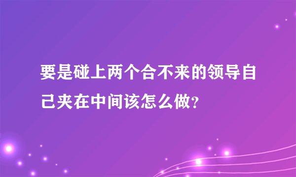要是碰上两个合不来的领导自己夹在中间该怎么做？