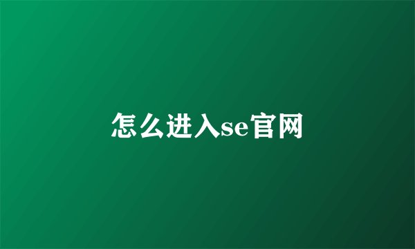 怎么进入se官网