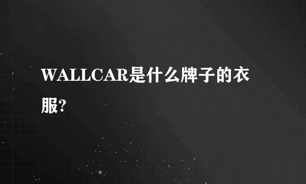 WALLCAR是什么牌子的衣服?