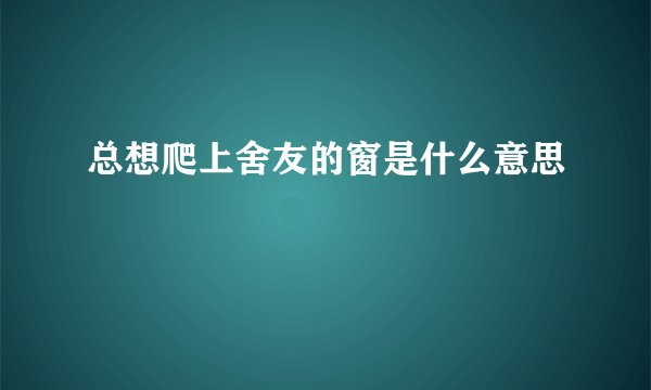总想爬上舍友的窗是什么意思