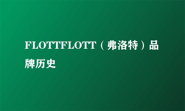 FLOTTFLOTT（弗洛特）品牌历史