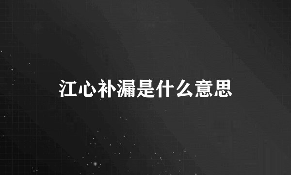 江心补漏是什么意思