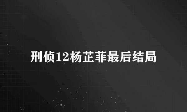 刑侦12杨芷菲最后结局